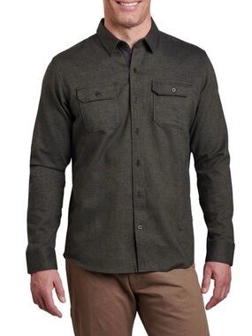 Kuhl Descendr Flannel Shirt Men's L Green Button Up Long Sleeve Outdoor Camping